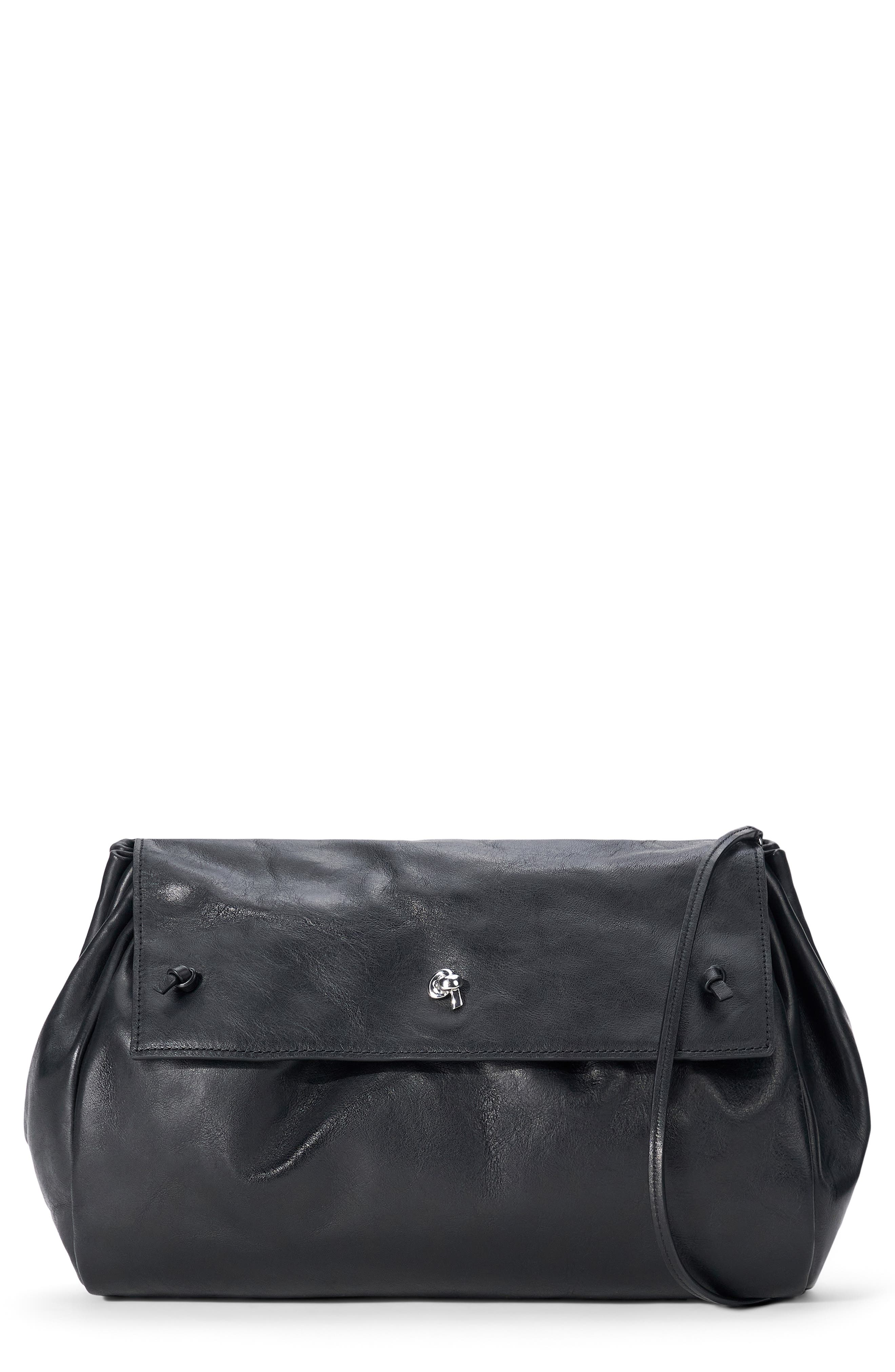 Cy Convertible Leather Bag, Main, color, BLACK