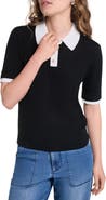 KARL LAGERFELD PARIS Johnny Collar Short Sleeve Sweater