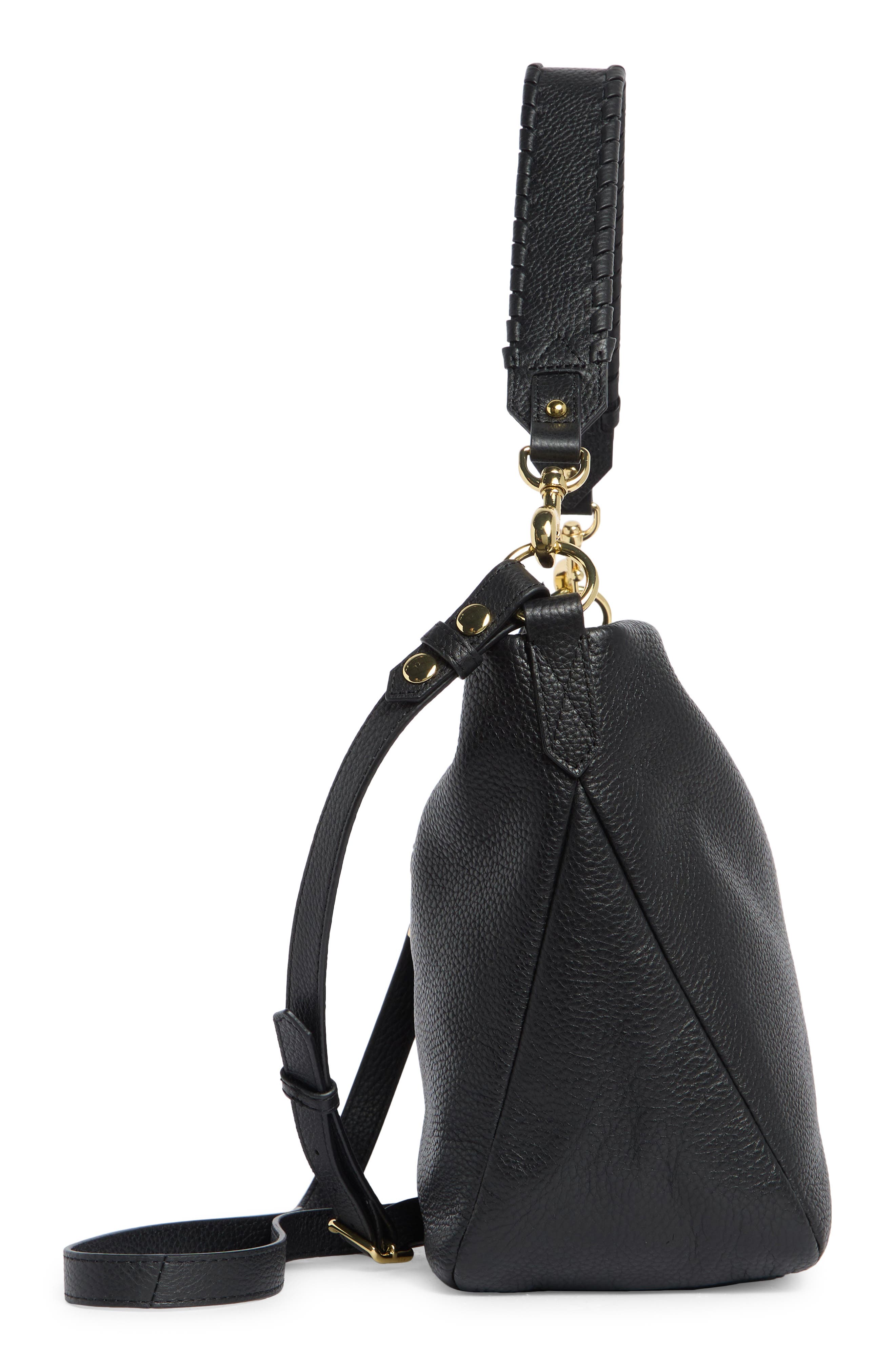 Malta Leather Shoulder Bag, Alternate, color, BLACK