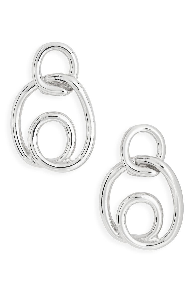 Intertwined Drop Earrings, Main, color, SILVER