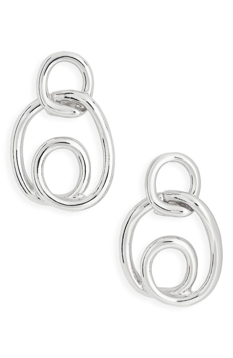 Leith Intertwined Drop Earrings, Main, color, Silver