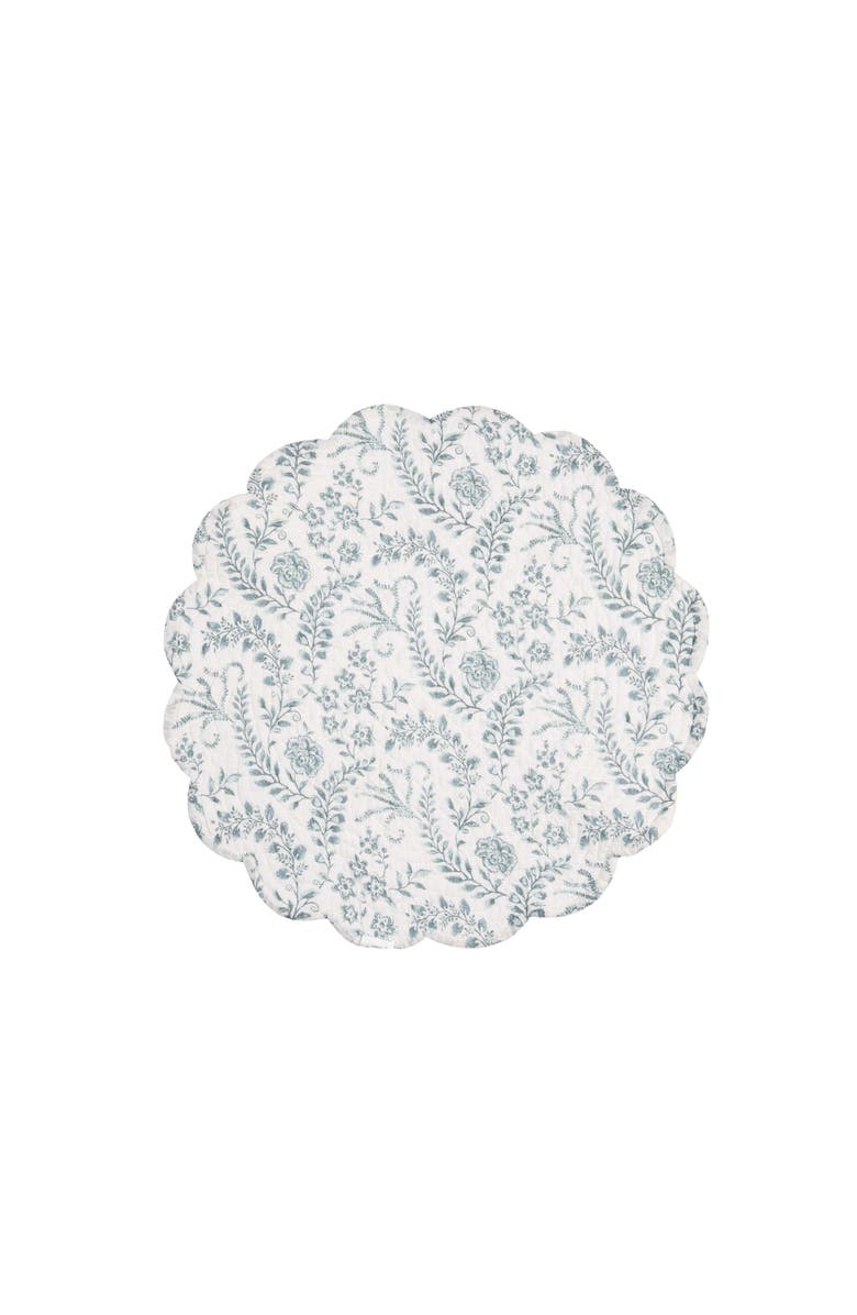 C&F Home Braganza Teal Vintage 100% Cotton Round Set of 6 Spring Placemats 17", Alternate, color, Green