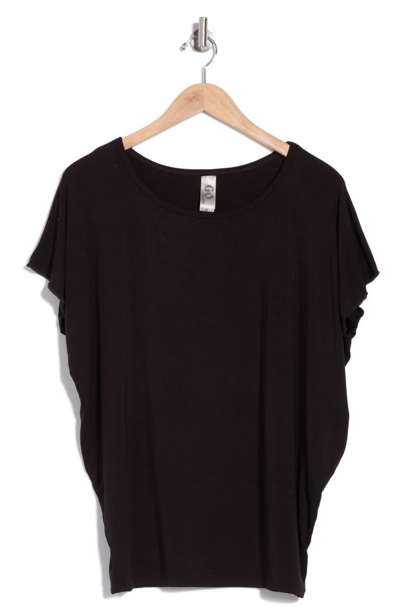 GO COUTURE Cap Sleeve T-Shirt, Alternate, color, Black