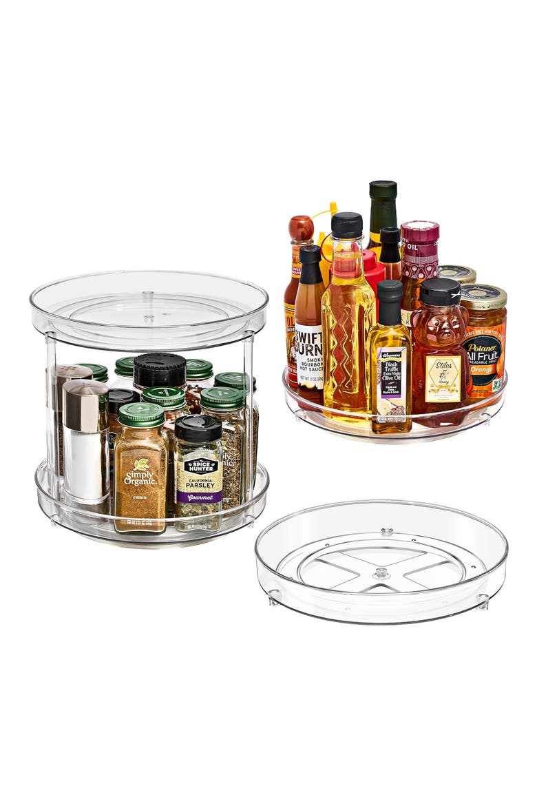 3-Piece Lazy Susan Organizer Set, Main, color, CLEAR