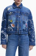 Desigual Embroidered Denim Trucker Jacket