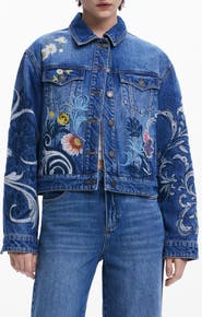 Desigual Embroidered Denim Trucker Jacket