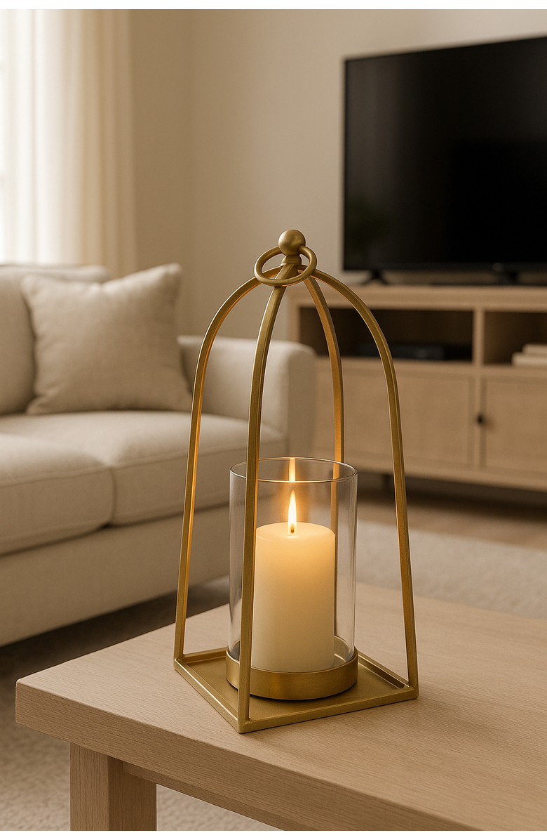 Raiz Studio Arc Brass Hurricane Holder, Alternate, color, Brass
