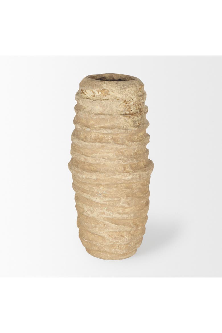 Kamli Small Paper Mache Vase, Alternate, color, Beige