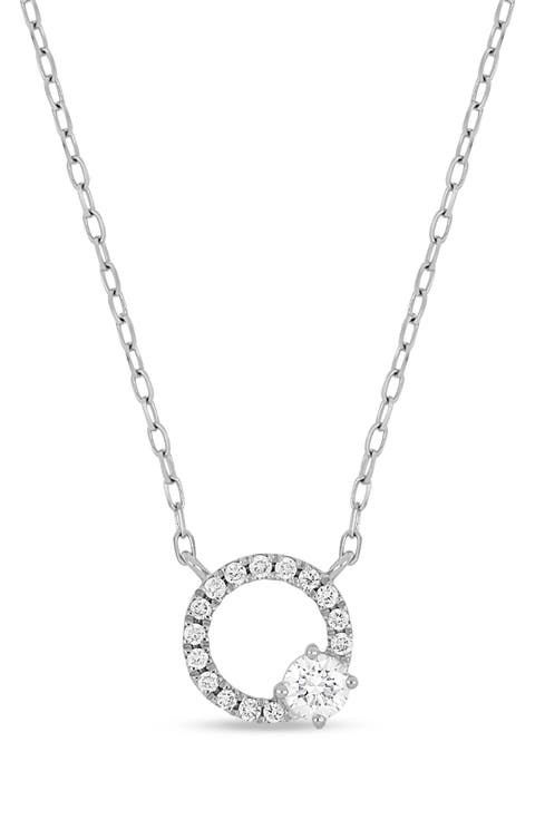 Audrey 18K White Gold Diamond Open Circle Pendant Necklace