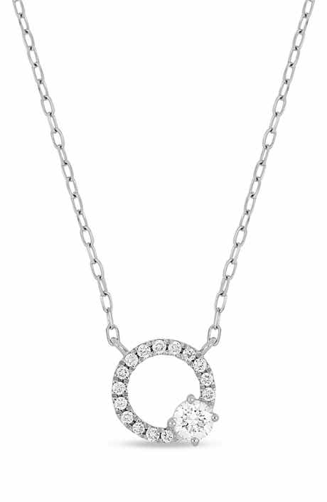 Bony Levy Audrey 18K White Gold Diamond Open Circle Pendant Necklace
