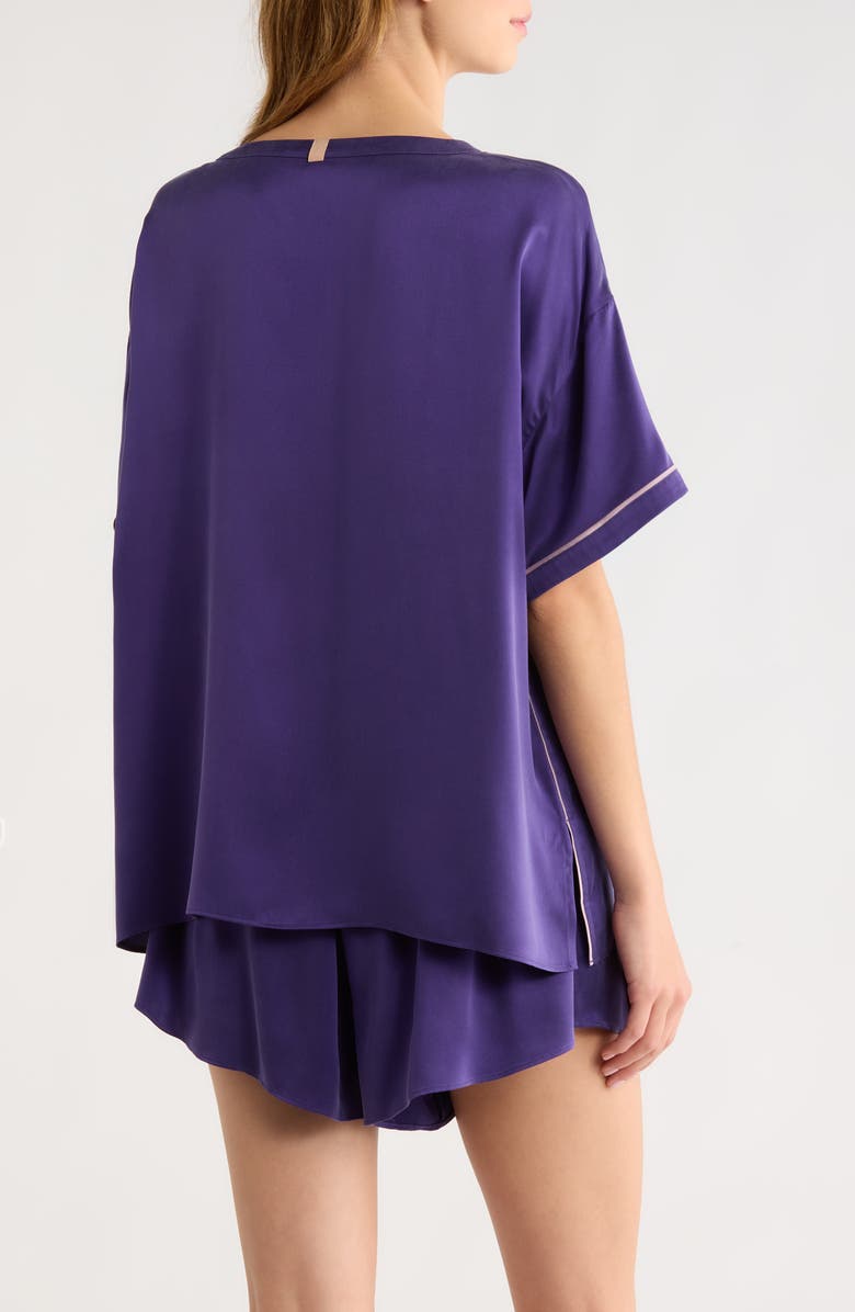 Lunya Washable Silk Short Pajamas, Alternate, color, Flying Fig/ Lilac Haze