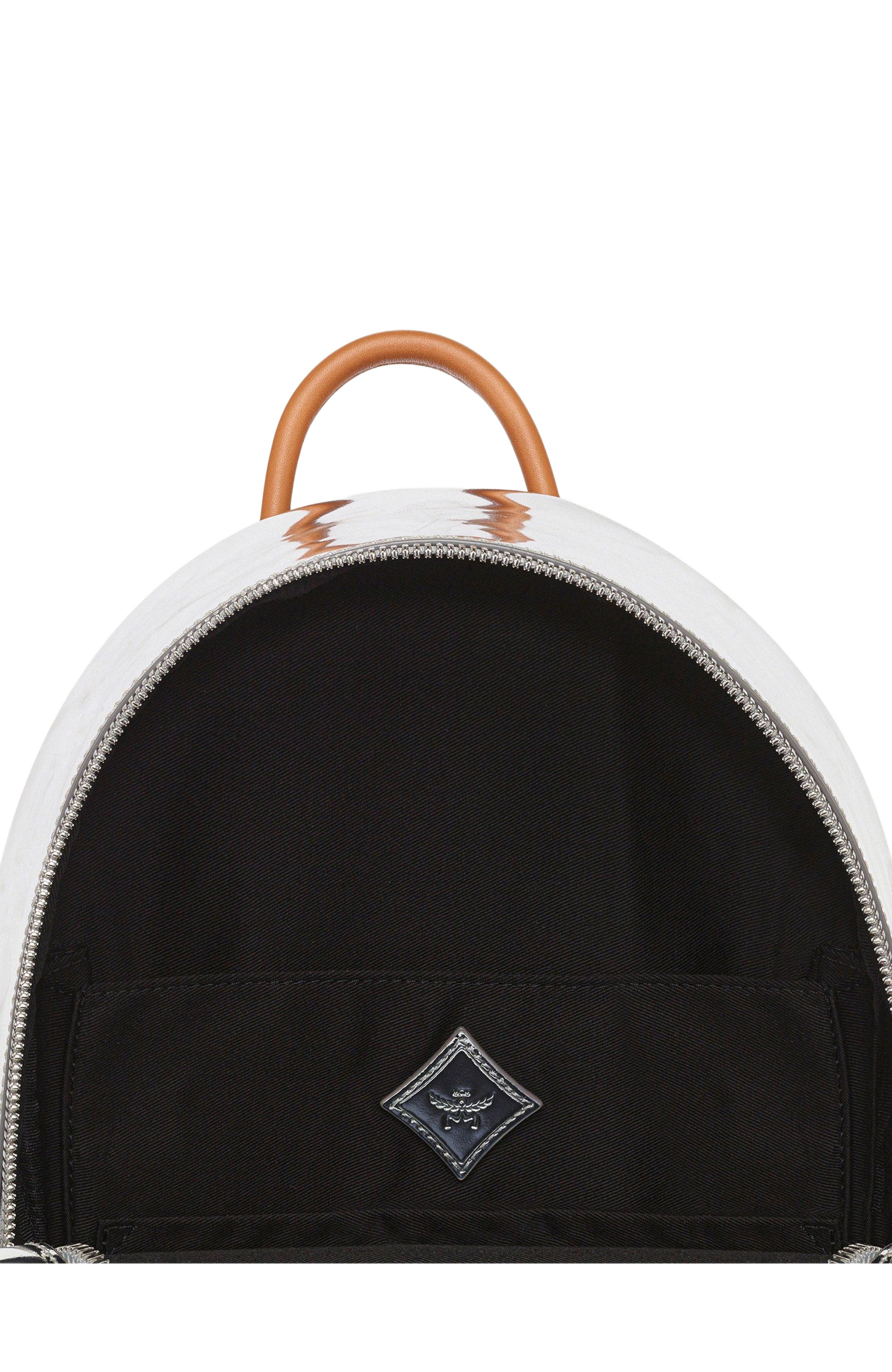 MCM Stark Backpack in Metallic Mirror Leather, Alternate, color, Silver