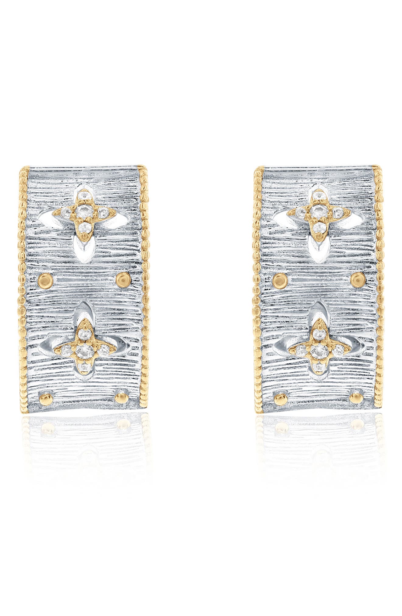 SUZY LEVIAN Italian Florentine Cubic Zirconia Huggie Hoop Earrings