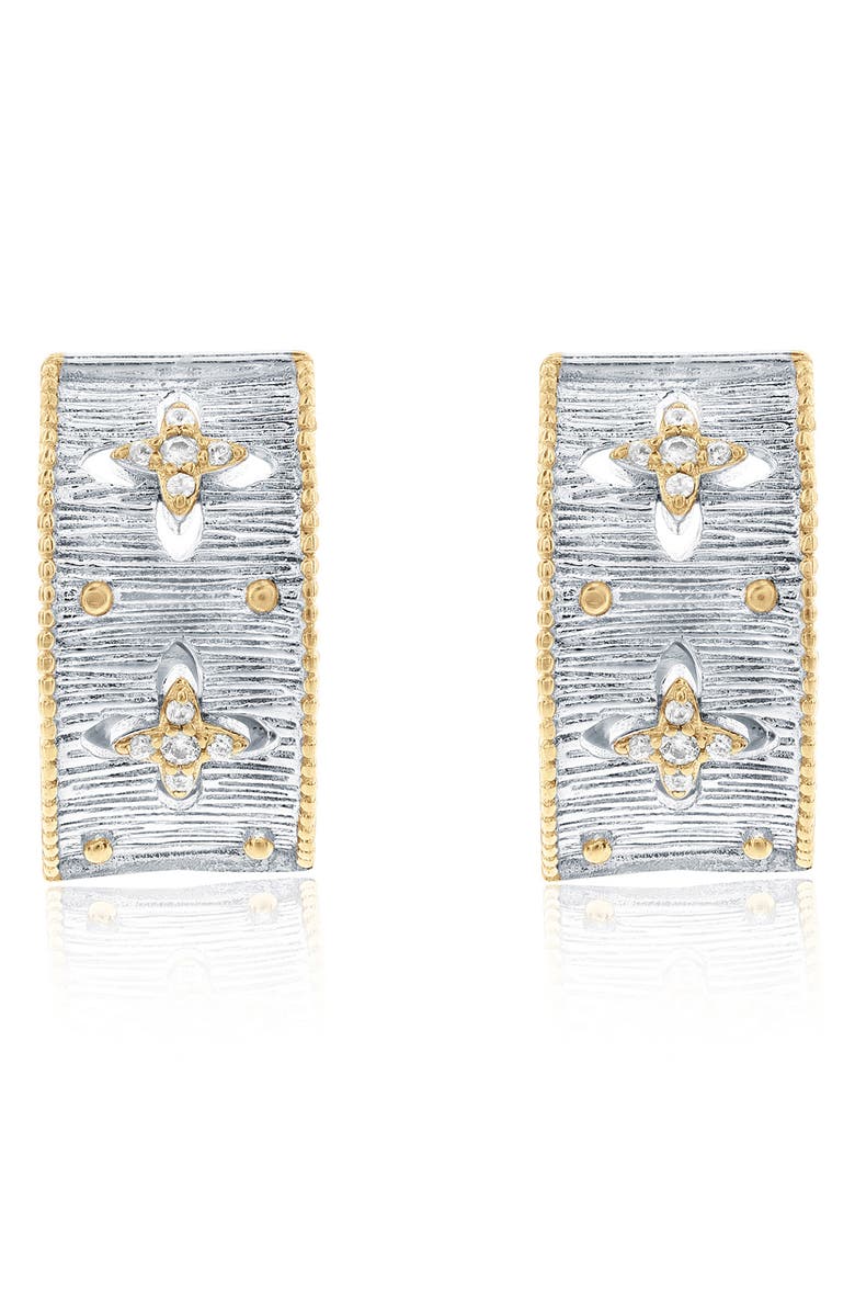 SUZY LEVIAN Italian Florentine Cubic Zirconia Huggie Hoop Earrings, Main, color, White