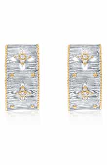 SUZY LEVIAN Italian Florentine Cubic Zirconia Huggie Hoop Earrings