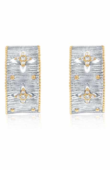 SUZY LEVIAN Italian Florentine Cubic Zirconia Huggie Hoop Earrings