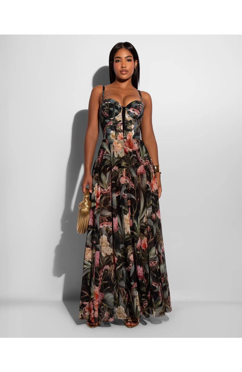 TA3 Mega Sculpting Push-Up Maxi Dress, Alternate, color, Midnight Peony