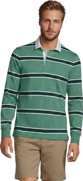 Lands' End Long Sleeve Lightweight Slub Rugby Polo
