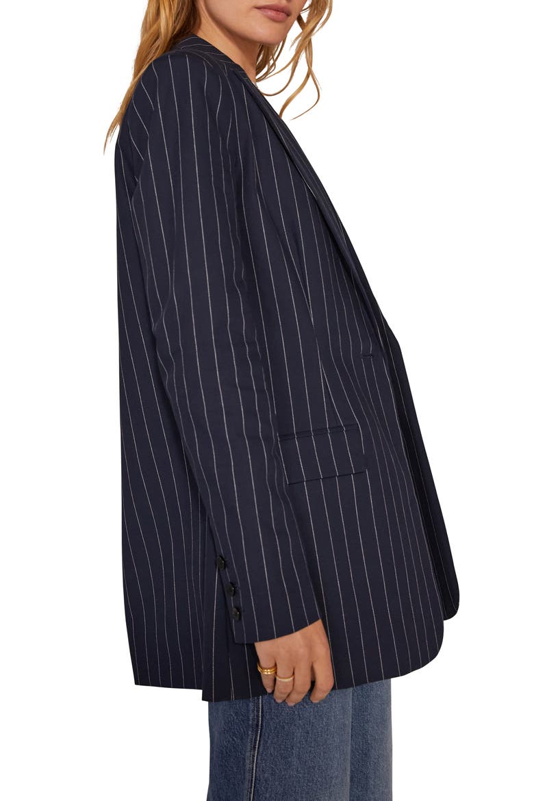 The Break Up Oversize Stretch Cotton Blazer, Alternate, color, NAVY PINSTRIPE