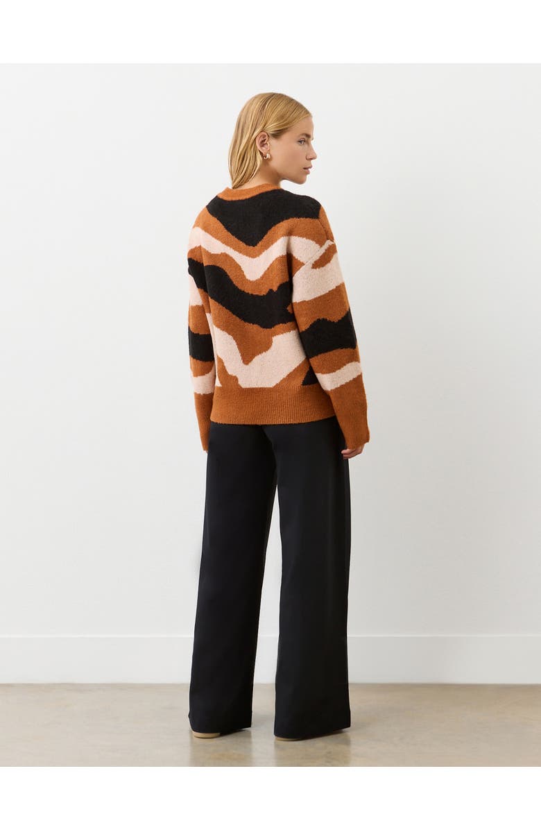 Finery London Minnie Abstract Print Knitted Sweater, Alternate, color, Brown
