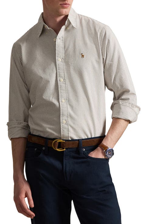 Classic Fit Stripe Cotton Button-Down Oxford Shirt