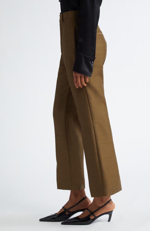 Bite Studios Credo Pleated Organic Wool & Silk Flare Trousers In Moss