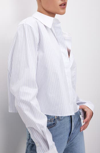 Stripe Crop Button-Up Shirt
