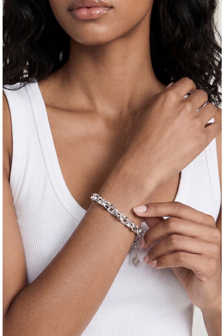 Sculpted Links Bracelet, Alternate, color, SILVER