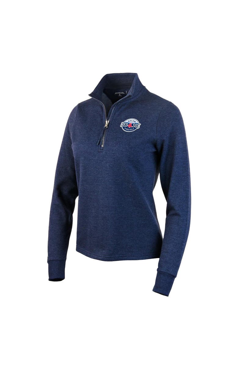 ANTIGUA Women's Antigua Heather Navy Salem Red Sox Action Quarter-Zip Pullover Sweatshirt, Main, color,