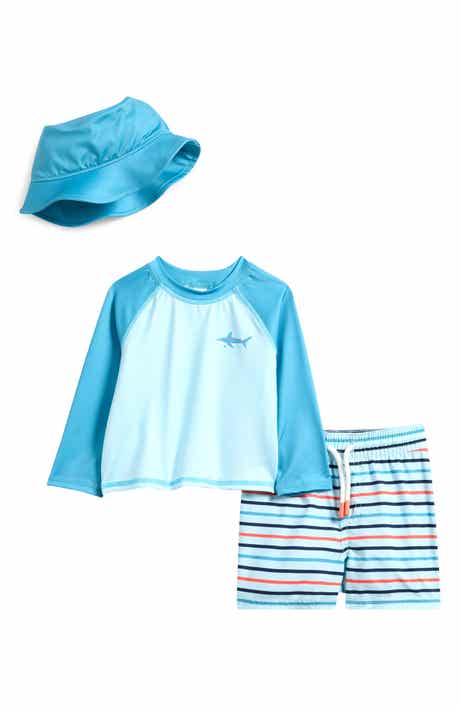 PL Baby by Petit Lem Sun Hat, Rashguard & Swim Trunks Set