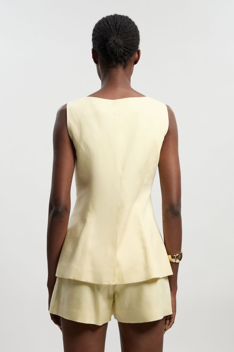Round Neck Button Waistcoat, Alternate, color, Lemon