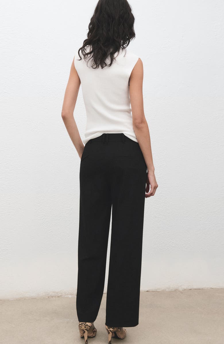 MANGO Crop Straight Leg Pants, Alternate, color, Black