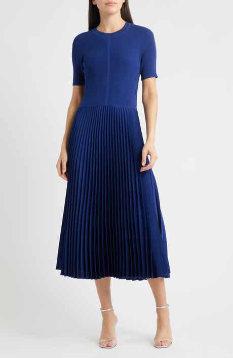 Fadridi Rib & Pleated Midi A-Line Dress