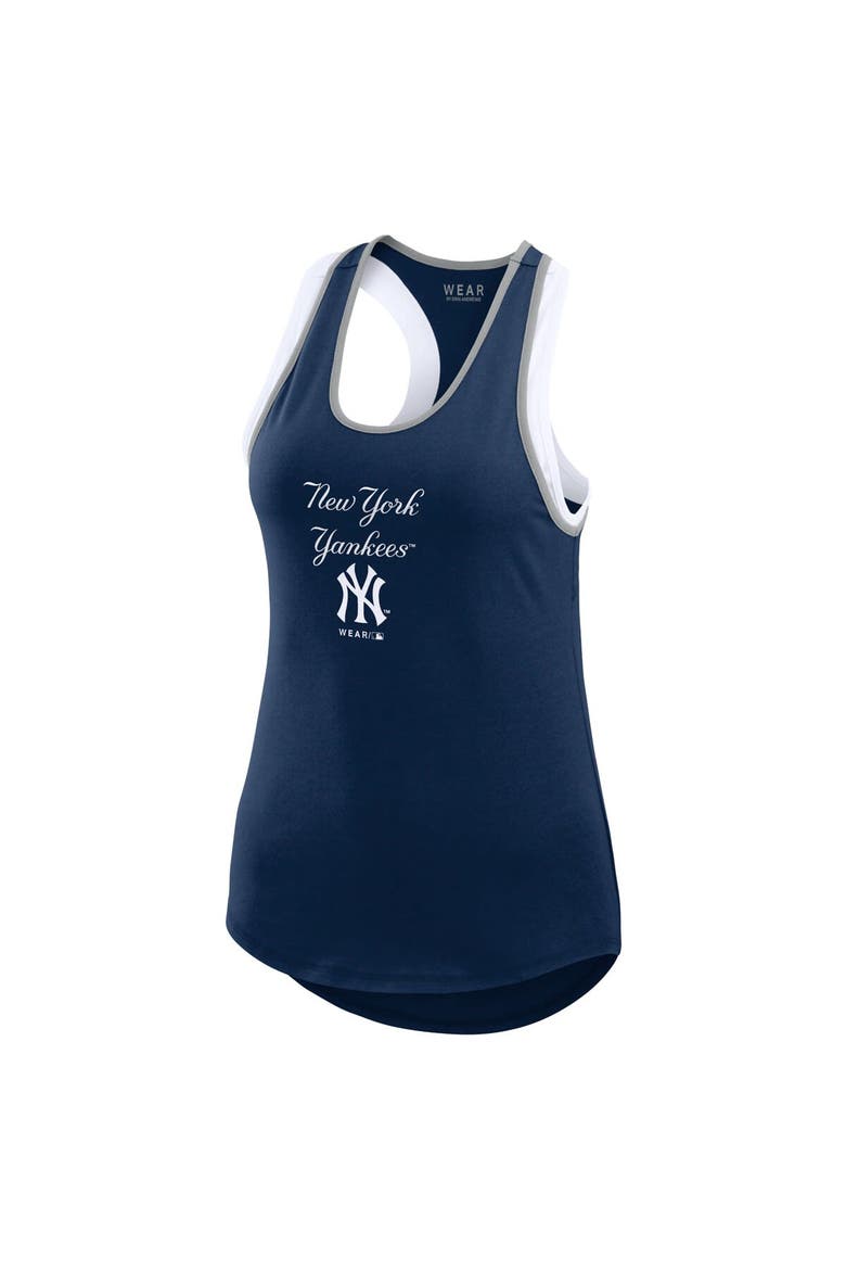 Women's WEAR by Erin Andrews Navy New York Yankees Colorblock Racerback Tank Top, Alternate, color, Navy