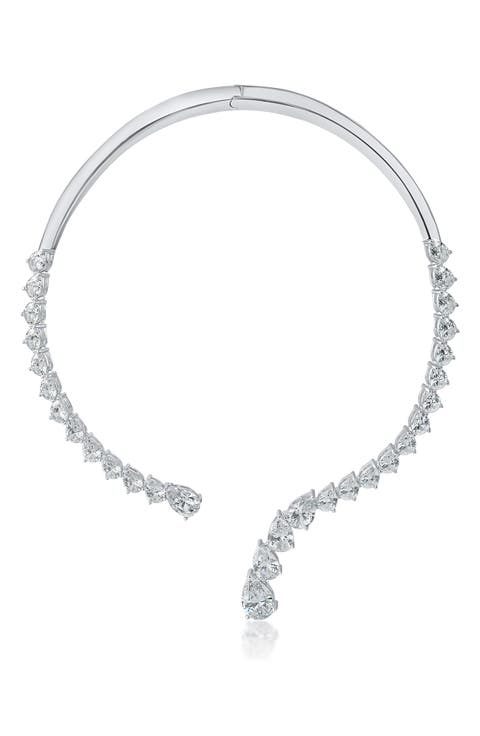 Graduated Pear Cut Cubic Zirconia Statement Necklace