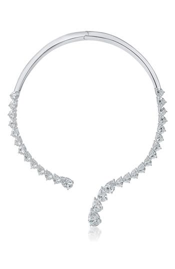 Cz By Kenneth Jay Lane Graduated Pear Cut Cubic Zirconia Statement Necklace In Metallic