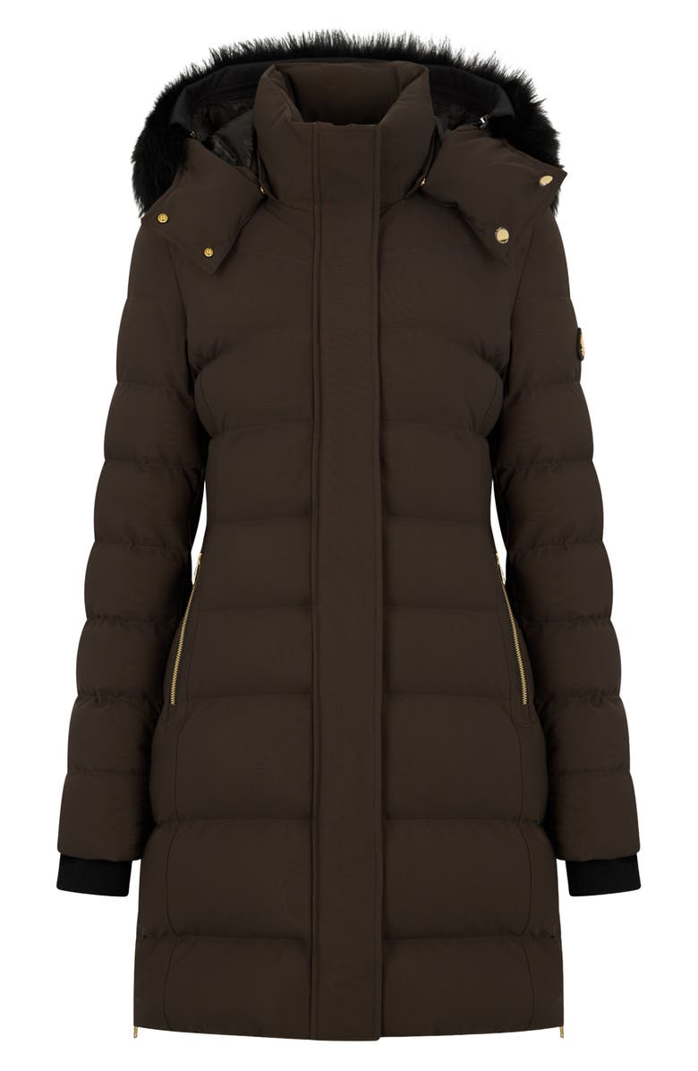 Moose Knuckles Watershed 3 Genuine Shearling Trim Down Parka, Alternate, color, Espresso W/ Black