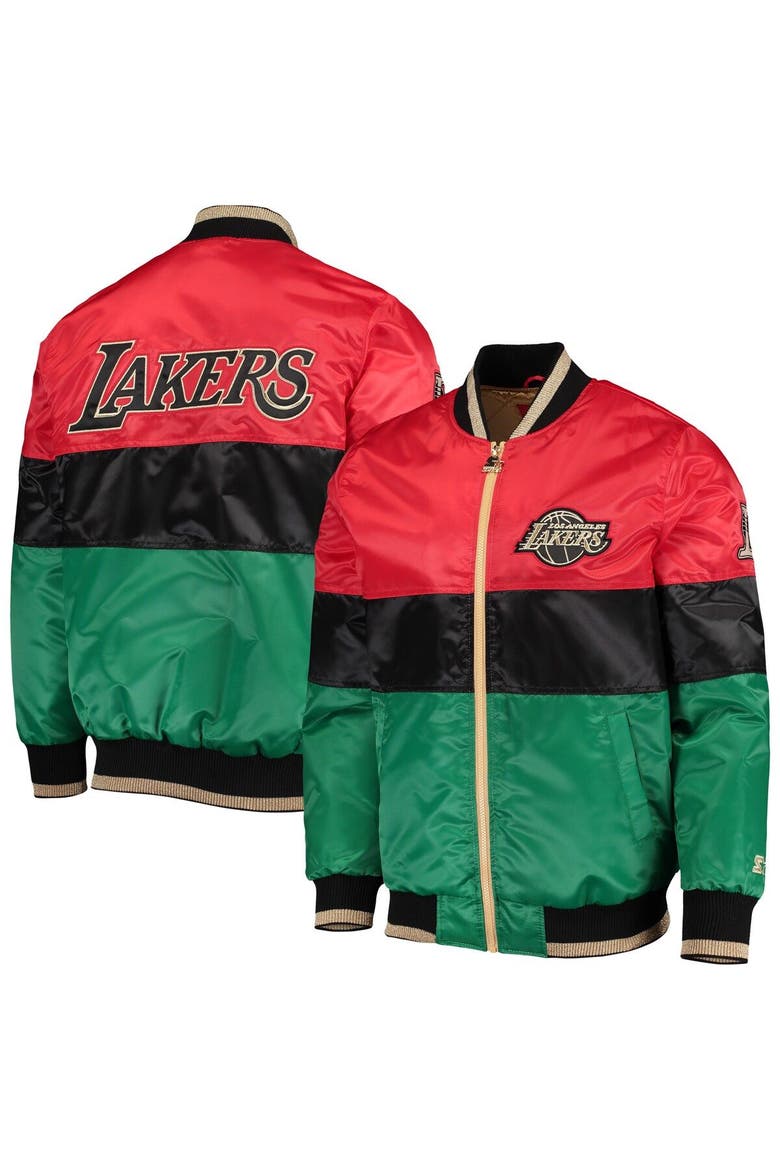 Men's Starter Red/Black/Green Los Angeles Lakers Black History Month NBA 75th Anniversary Full-Zip Jacket, Main, color, Red