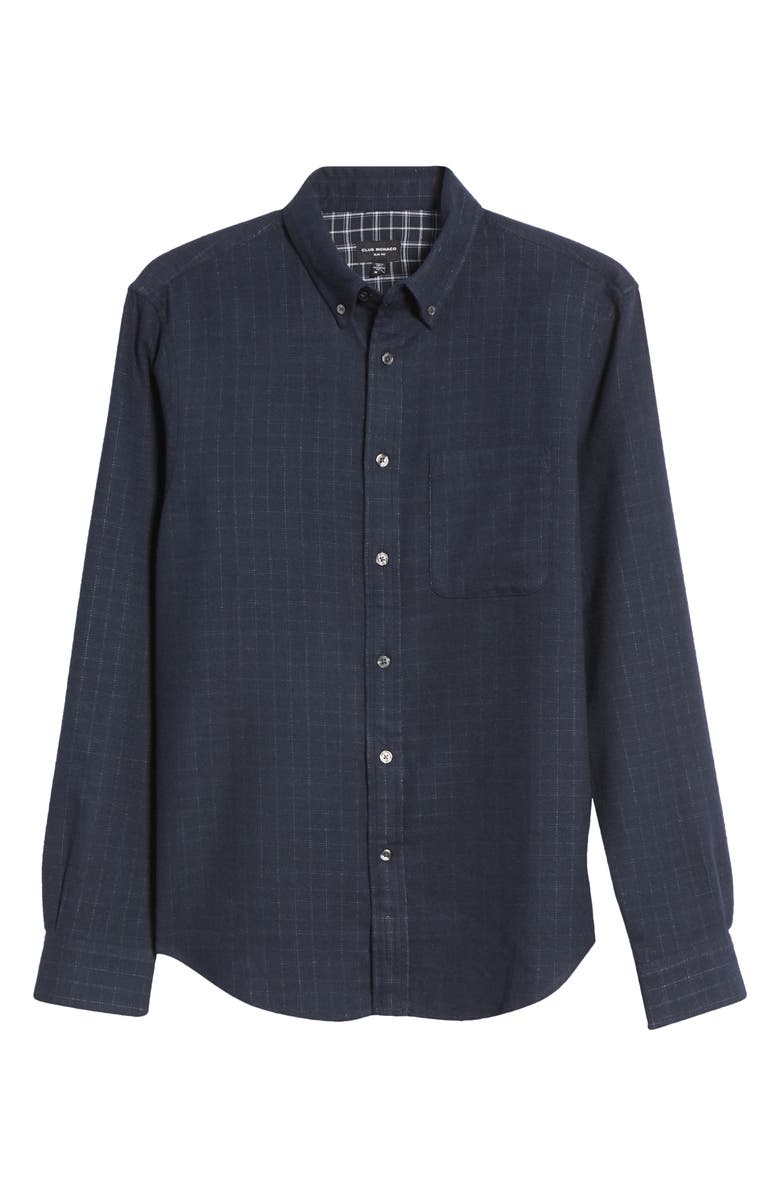 Club Monaco Slim Fit Windowpane Double Face Button-Down Shirt, Alternate, color, 