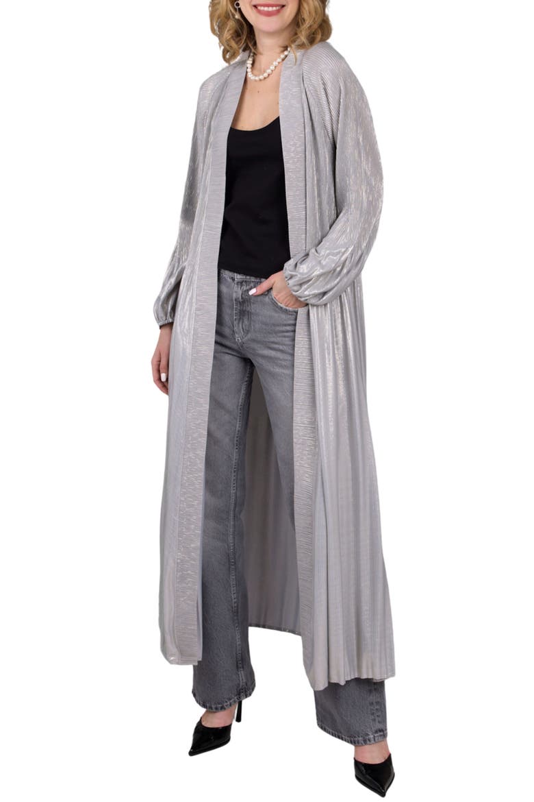 Pleated Shimmer Duster, Main, color, GREY