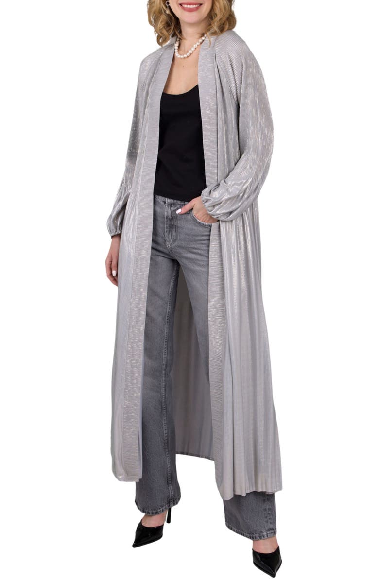 SAACHI Pleated Shimmer Duster, Main, color, Grey
