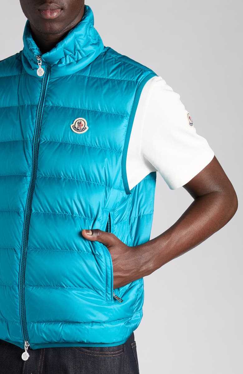 Moncler Rocoque Down Puffer Vest, Alternate, color, Green Blue Slate