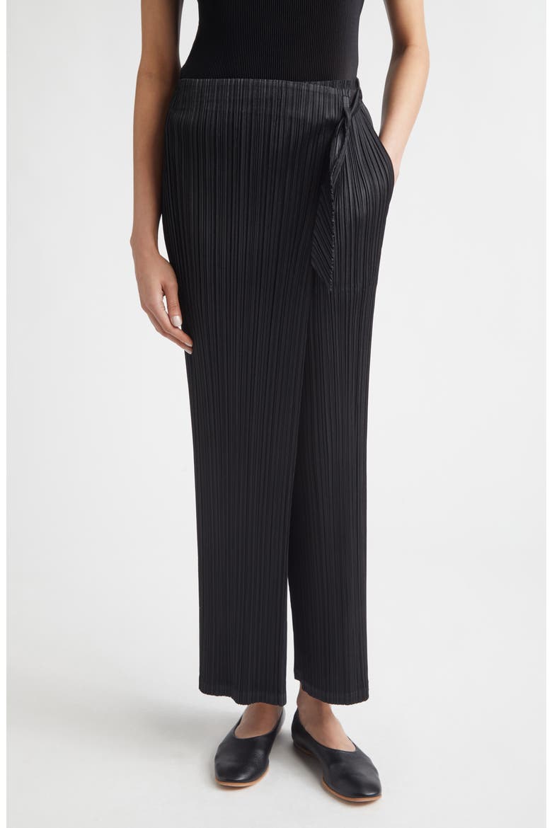 Facade Pleated Wrap Skirt, Main, color, BLACK