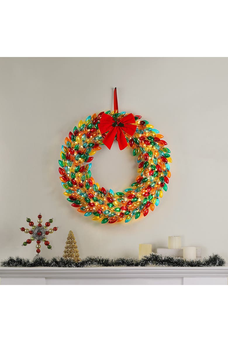 30 in. Retro C9 Bulb Wreath, Alternate, color, Multicolor