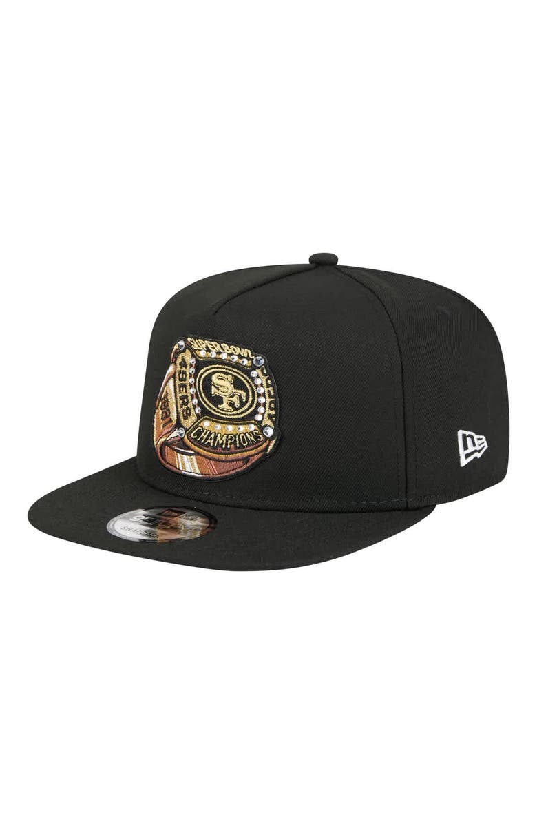 New Era Men's New Era Black San Francisco 49ers Super Bowl Ring 9FIFTY A-Frame Adjustable Hat, Alternate, color, Black