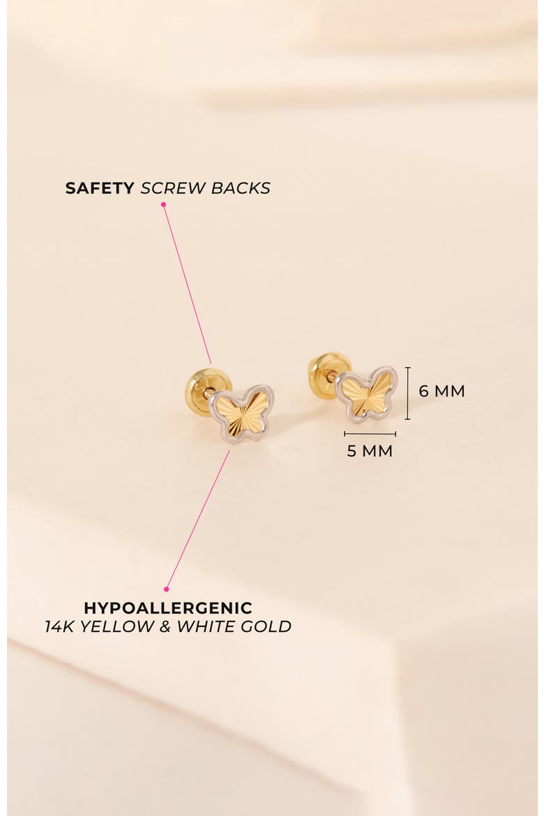 14k Two Tone Butterfly Earrings, Alternate, color, Gold