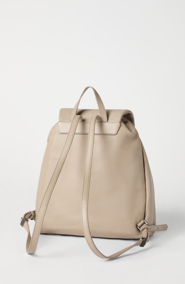 Brunello Cucinelli Soft leather Mellow city backpack, Alternate, color, Buff