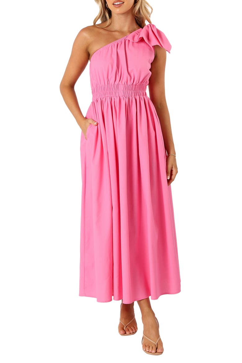 Kailey One-Shoulder Dress, Main, color, HOT PINK