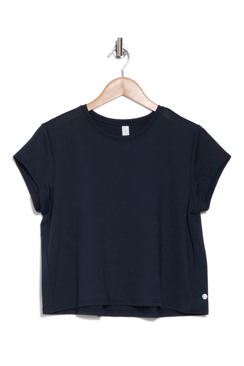 Flow Mesh Pleated T-Shirt, Alternate, color, NAVY SAPPHIRE
