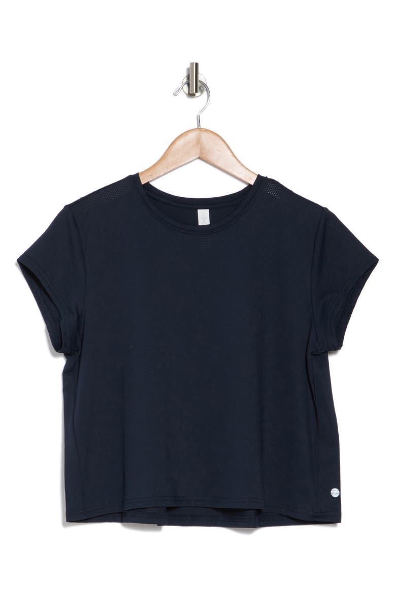 Z by Zella Flow Mesh Pleated T-Shirt, Alternate, color, Navy Sapphire